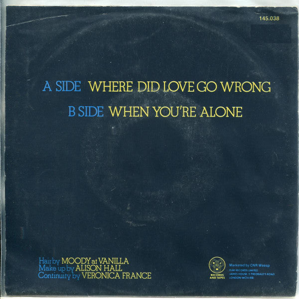 Belle And The Devotions : Where Did Love Go Wrong (7", Single)