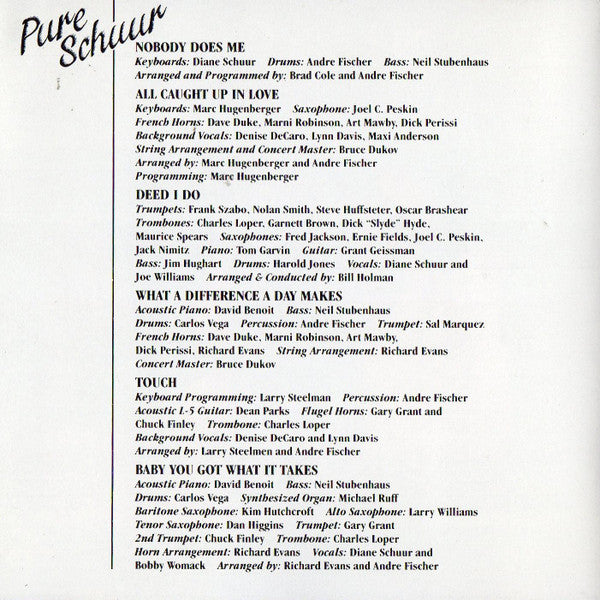 Diane Schuur : Pure Schuur (CD, Album, Club)