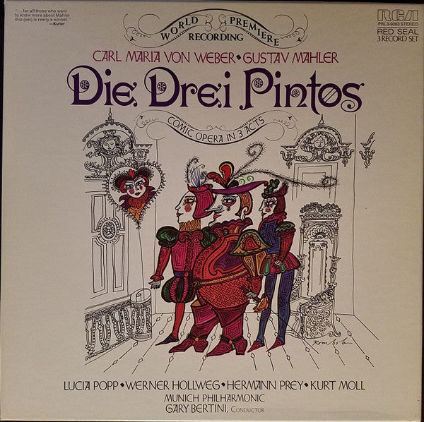Carl Maria von Weber, Gustav Mahler, Lucia Popp, Werner Hollweg, Hermann Prey, Kurt Moll, Franz Grundheber, Kari Lövaas, Jeanette Scovotti, Heinz Kruse, Gary Bertini, Münchner Philharmoniker, Nederlands Vocaal Ensemble : Die Drei Pintos (3xLP, Album + Box)