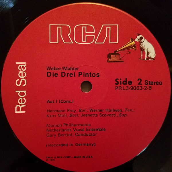 Carl Maria von Weber, Gustav Mahler, Lucia Popp, Werner Hollweg, Hermann Prey, Kurt Moll, Franz Grundheber, Kari Lövaas, Jeanette Scovotti, Heinz Kruse, Gary Bertini, Münchner Philharmoniker, Nederlands Vocaal Ensemble : Die Drei Pintos (3xLP, Album + Box)