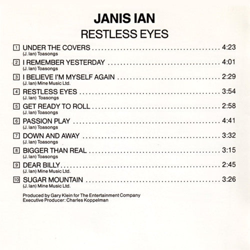 Janis Ian : Restless Eyes (CD, Album, RE)