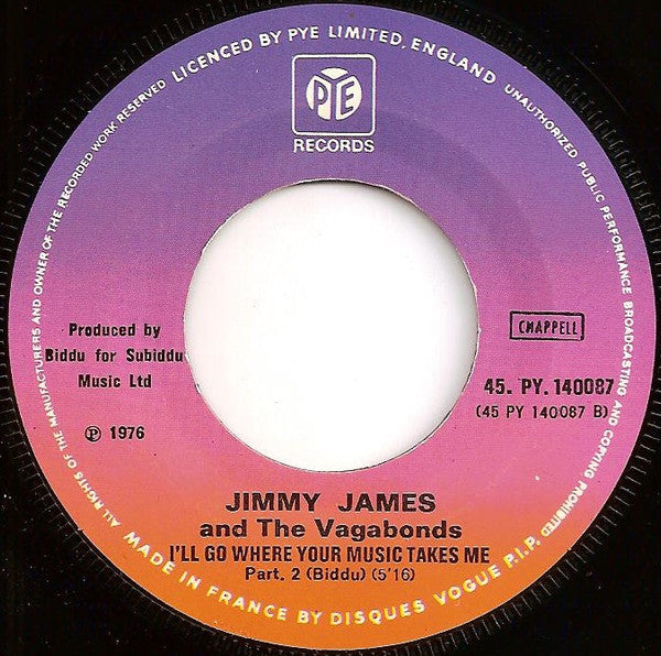 Jimmy James & The Vagabonds : I'll Go Where Your Music Takes Me (Part 1&2) (7")