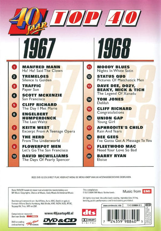 Various : 40 Jaar Top 40 - 1967-1968 (CD, Comp + DVD-V, Comp, PAL)