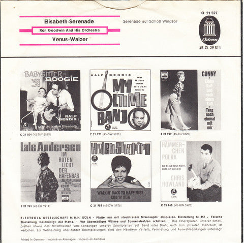 Ron Goodwin And His Orchestra : Elisabeth-Serenade (7", Single, Mono)