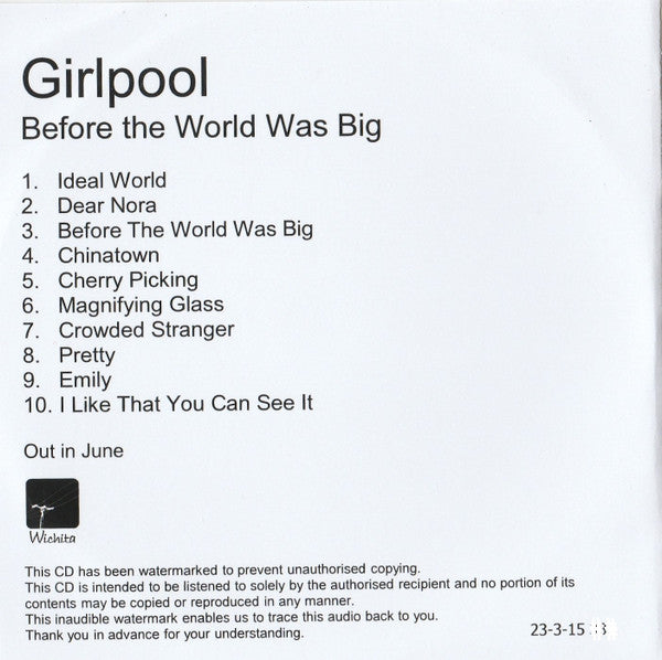 Girlpool (2) : Before The World Was Big (CDr, Album, Num)