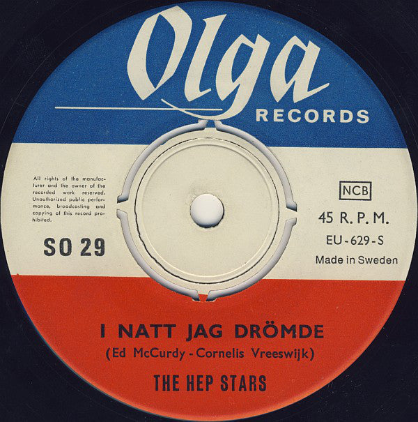 The Hep Stars : I Natt Jag Drömde / Jag Vet (7", Single, Big)