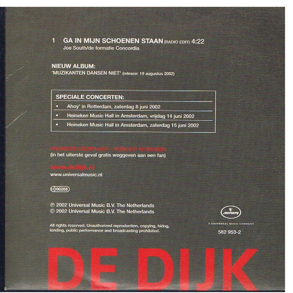 De Dijk : Ga In Mijn Schoenen Staan (CD, Promo, Car)