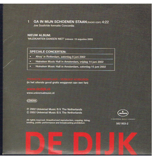 De Dijk : Ga In Mijn Schoenen Staan (CD, Promo, Car)