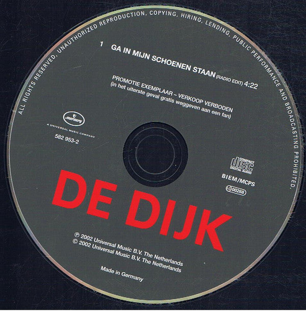 De Dijk : Ga In Mijn Schoenen Staan (CD, Promo, Car)