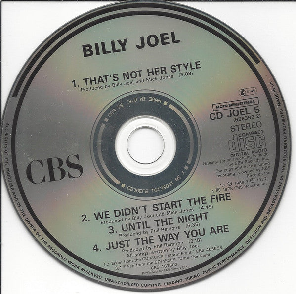 Billy Joel : That's Not Her Style (CD, Single)