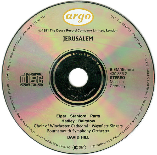 Charles Hubert Hastings Parry • Charles Villiers Stanford • Sir Edward Elgar, Winchester Cathedral Choir, The Waynflete Singers, Bournemouth Symphony Orchestra, David Hill : Jerusalem (I Was Glad • Blest Pair Of Sirens) (CD, Album)
