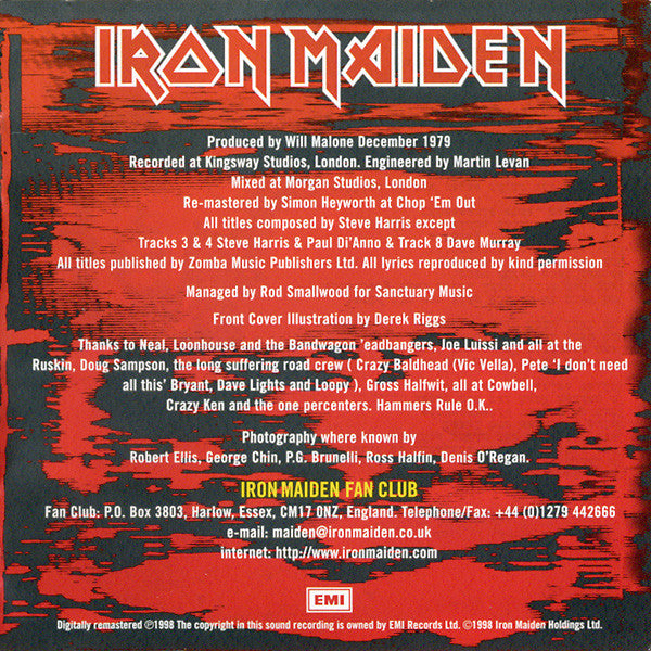 Iron Maiden : Iron Maiden (CD, Album, Enh, RE, RM, RP)