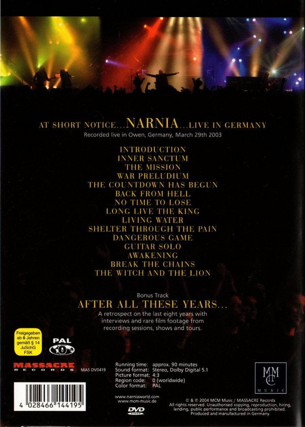 Narnia : At Short Notice... Live In Germany (DVD-V, PAL)