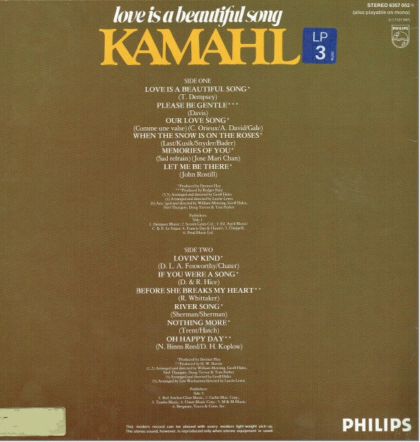 Kamahl : Love Is A Beautiful Song (LP, Album)