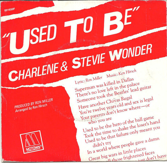Charlene & Stevie Wonder : Used To Be (7", Single)