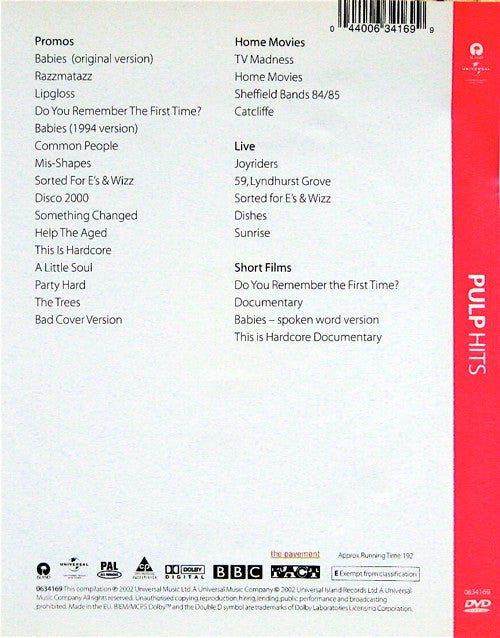Pulp : Hits (DVD-V, Comp, PAL)