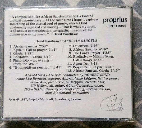David Fanshawe, Allmänna Sången, Robert Sund : African Sanctus (CD, Album)