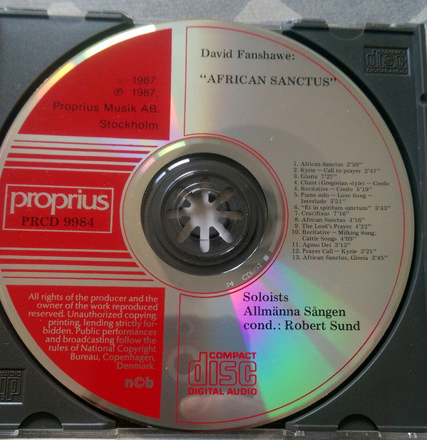 David Fanshawe, Allmänna Sången, Robert Sund : African Sanctus (CD, Album)