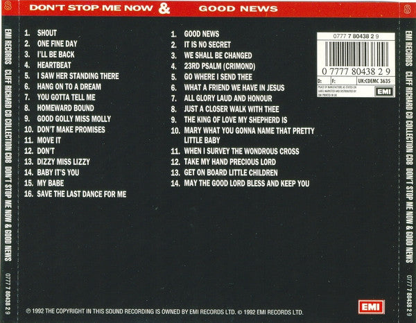 Cliff Richard : The CD Collection 8, Don't Stop Me Now & Good News (2xCD, Album, Comp, RM)
