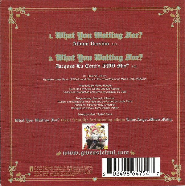 Gwen Stefani : What You Waiting For? (CD, Single, Car)