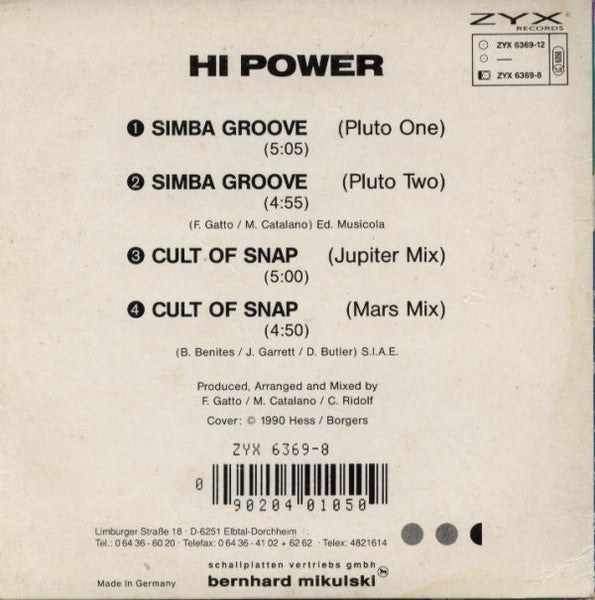 Hi Power : Simba Groove / Cult Of Snap (CD, Maxi)