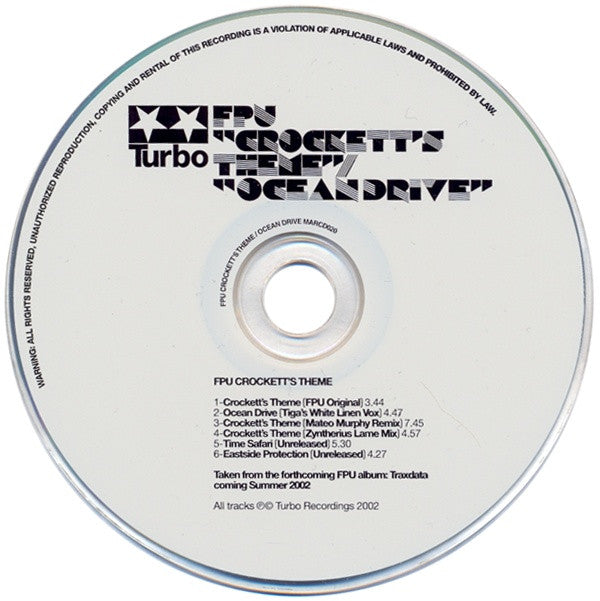FPU : Crockett's Theme / Ocean Drive (CD, Maxi)