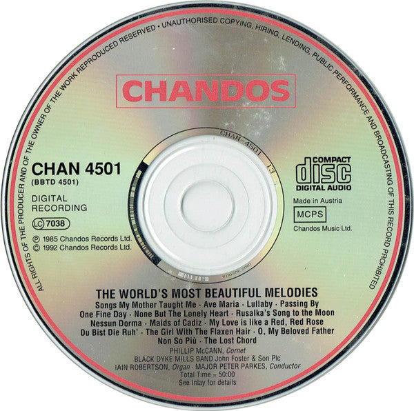 Phillip McCann With The Black Dyke Mills Band, Peter Parkes (2), Iain Robertson (2) : The World's Most Beautiful Melodies (CD, RE, RP)