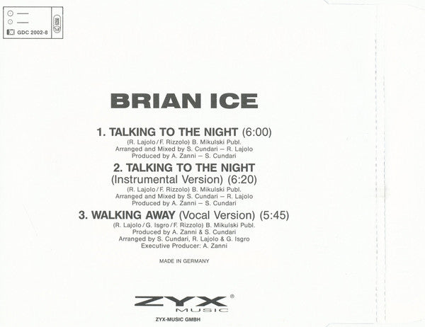 Brian Ice : Talking To The Night / Walking Away (CD, Maxi)