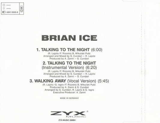 Brian Ice : Talking To The Night / Walking Away (CD, Maxi)