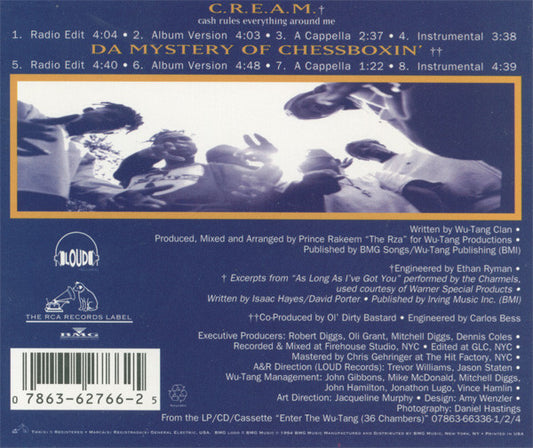 Wu-Tang Clan : C.R.E.A.M. (Cash Rules Everything Around Me) (CD, Maxi, RE)