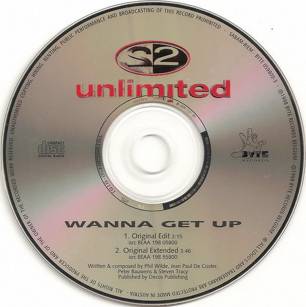 2 Unlimited : Wanna Get Up (CD, Single, Car)