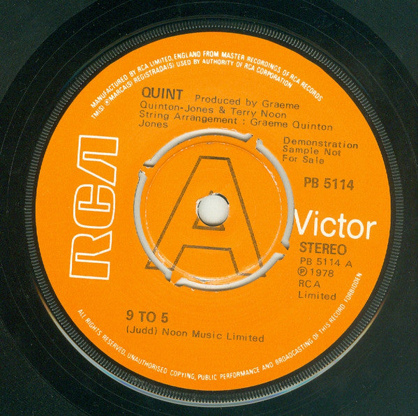 Quint : 9 To 5 (7", Single, Promo)