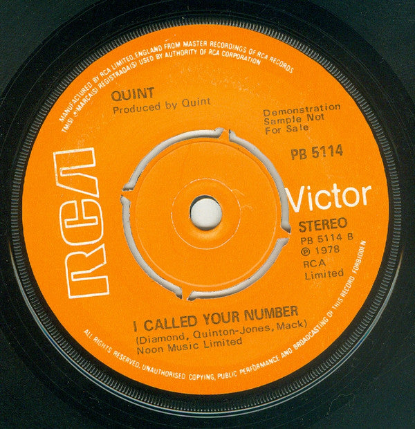 Quint : 9 To 5 (7", Single, Promo)