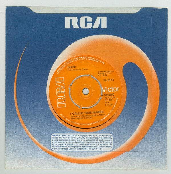 Quint : 9 To 5 (7", Single, Promo)