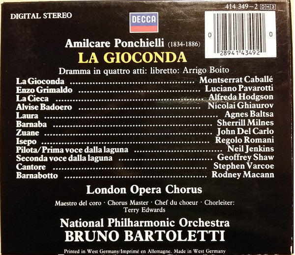 Amilcare Ponchielli, Montserrat Caballé, Luciano Pavarotti, Agnes Baltsa, Sherrill Milnes, Nicolai Ghiaurov, Bruno Bartoletti : La Gioconda (3xCD)