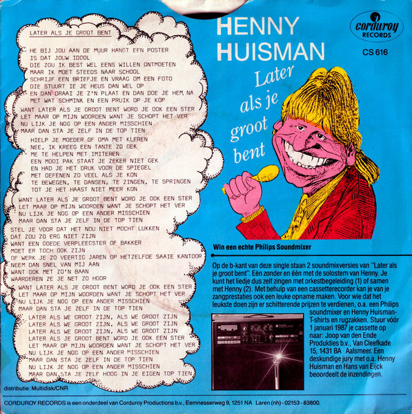 Henny Huisman : Later Als Je Groot Bent (7")