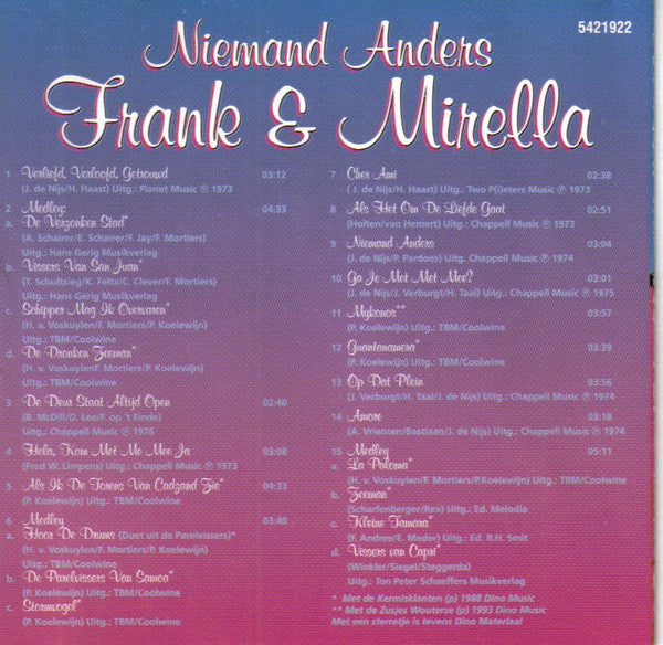 Frank & Mirella : Niemand Anders (CD, Album, Comp)
