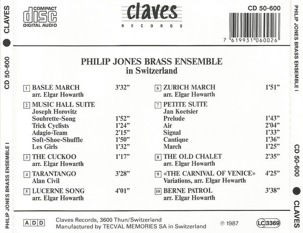Philip Jones Brass Ensemble : In Switzerland (CD)