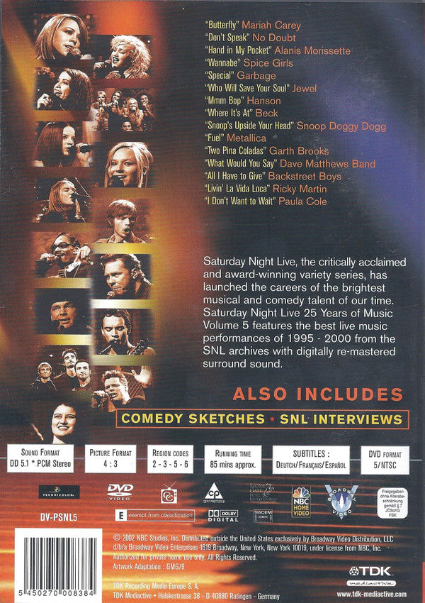 Various : Saturday Night Live - 25 Years Of Music Vol 5 (DVD-V, NTSC)