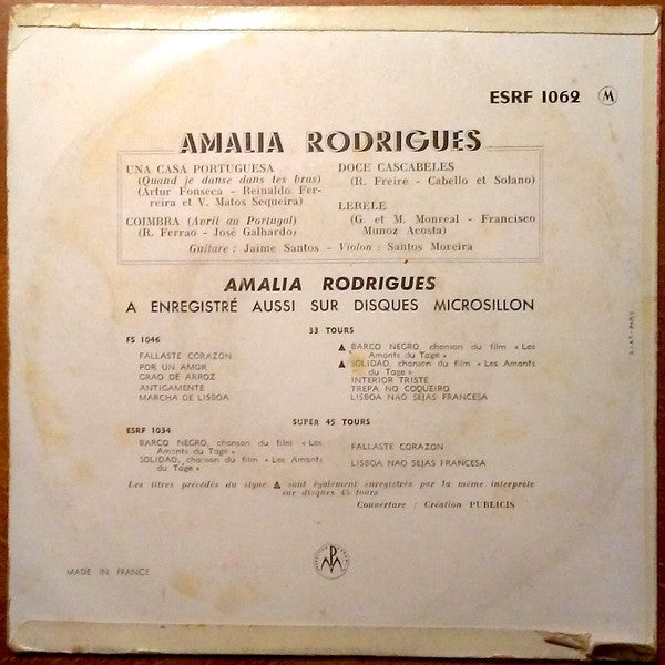 Amália Rodrigues : Una Casa Portuguesa (7", EP)