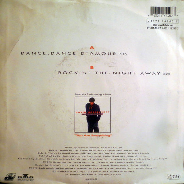 David Hasselhoff : Dance, Dance D'Amour (7", Single)