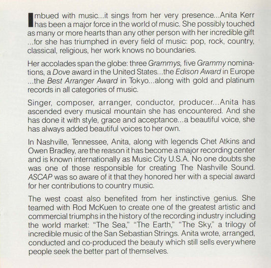 Anita Kerr With The Anita Kerr Singers : Music Is Her Name (CD, Comp)