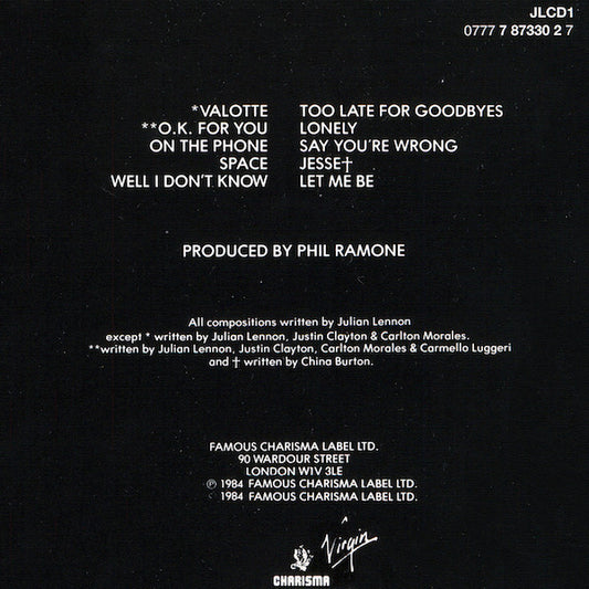 Julian Lennon : Valotte (CD, Album, RE)