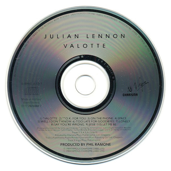 Julian Lennon : Valotte (CD, Album, RE)
