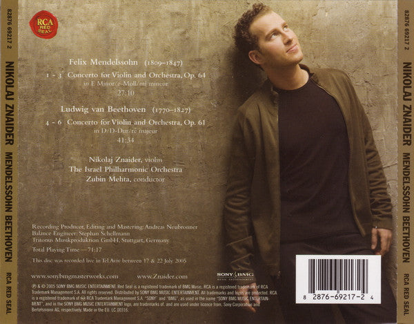 Ludwig van Beethoven . Felix Mendelssohn-Bartholdy, Nikolaj Znaider, Israel Philharmonic Orchestra, Zubin Mehta : Violin Concertos (CD)