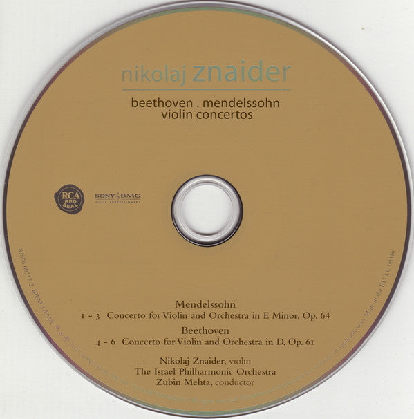Ludwig van Beethoven . Felix Mendelssohn-Bartholdy, Nikolaj Znaider, Israel Philharmonic Orchestra, Zubin Mehta : Violin Concertos (CD)