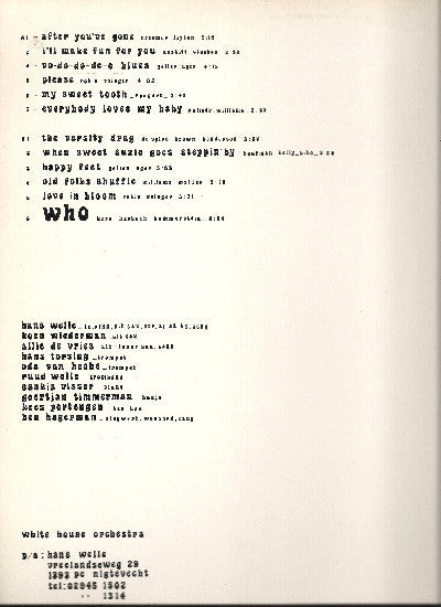 White House Orchestra : "Slight" 3 Dansmuziek Uit de Jaren 20/30 (LP, Album)