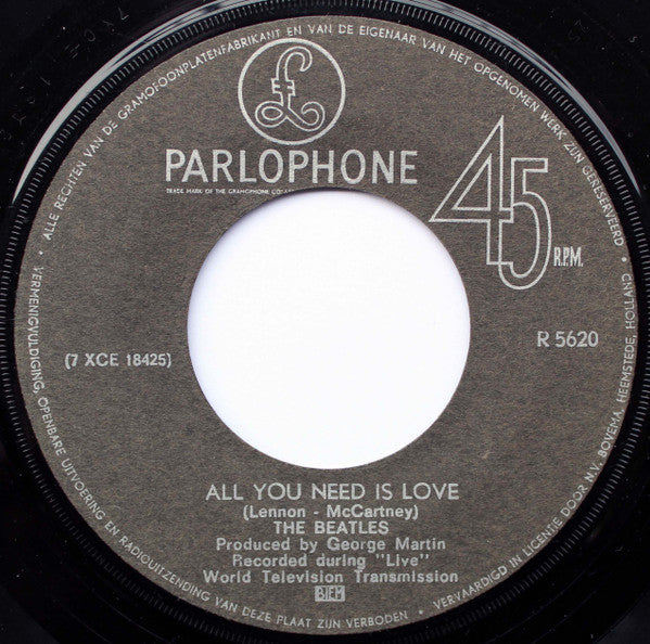 The Beatles : All You Need Is Love (7", Single, Jukebox, Lab)