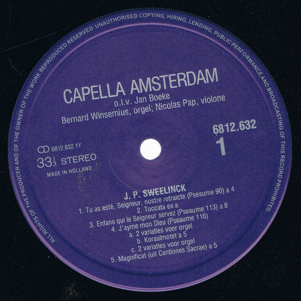 Jan Pieterszoon Sweelinck - Cappella Amsterdam ~ Jan Boeke ~ Bernard Winsemius : J.P. Sweelinck (LP, Album)