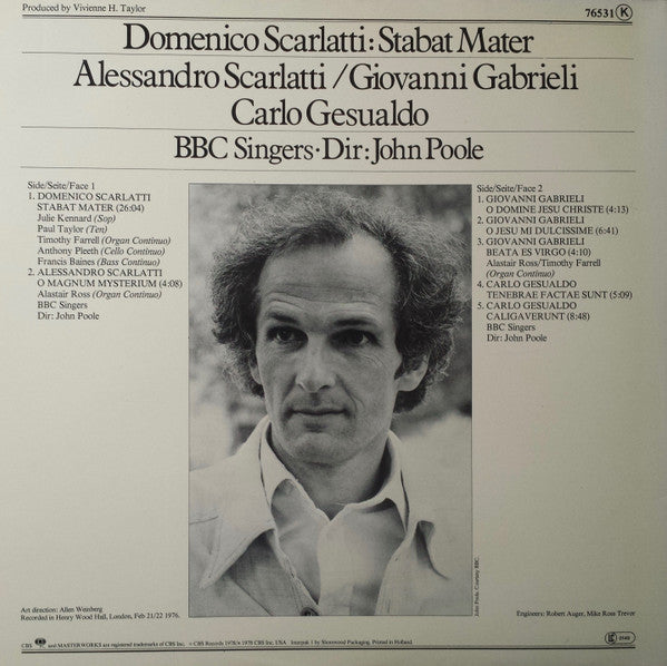 Domenico Scarlatti, Alessandro Scarlatti, Giovanni Gabrieli, Carlo Gesualdo, BBC Singers, John Poole (2) : Stabat Mater (LP, Album)